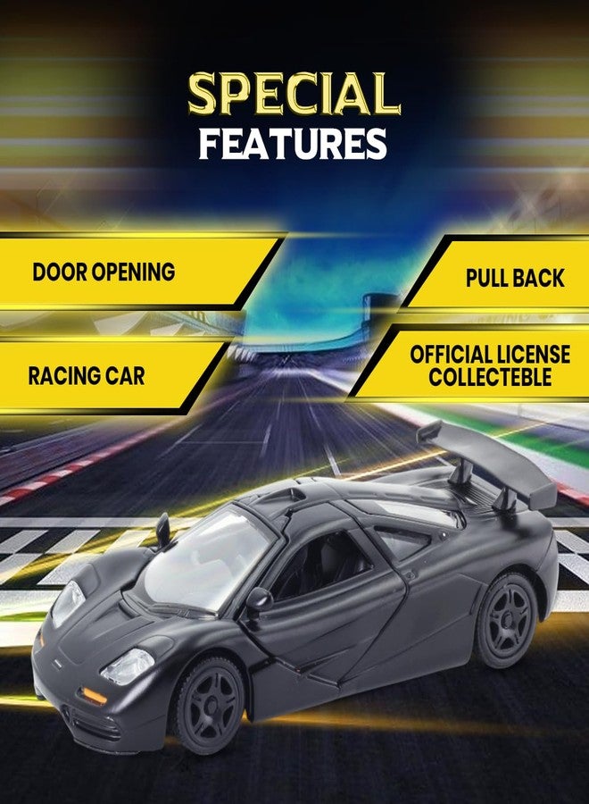 آر إم زد سيتي سيارة ماكلارين إف 1 موديل 1992 من آر إم زد سيتي، مصنوعة من المعدن المصبوب، مقاس 5 بوصات، بمقياس 1:34 | سيارة مرخصة قابلة للتحصيل مع أبواب قابلة للفتح وآلية سحب للخلف | سلسلة عالمية للأطفال ومحبي السيارات | أسود مطفي - Image 4